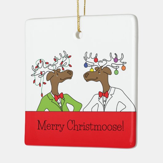 Moose kerstversiering keramisch ornament (Links)