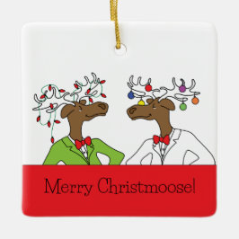 Moose kerstversiering keramisch ornament