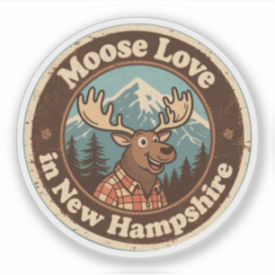 Moose Love_ New Hampshire Woodland kunstwerk Sticker