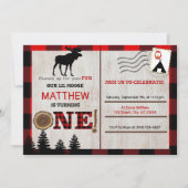 Moose Lumberjack Birthday Invitation Briefkaart (Voorkant)