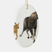 Moose mama en Baby Keramisch Ornament (Rechts)