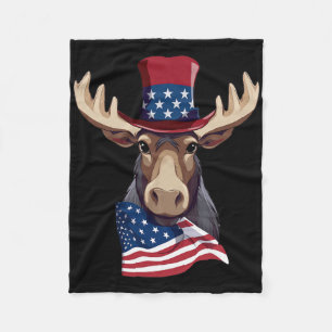 Moose met patriottische Amerikaanse vlag Amerikaan Fleece Deken