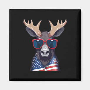 Moose met patriottische Amerikaanse vlag Amerikaan Magneet