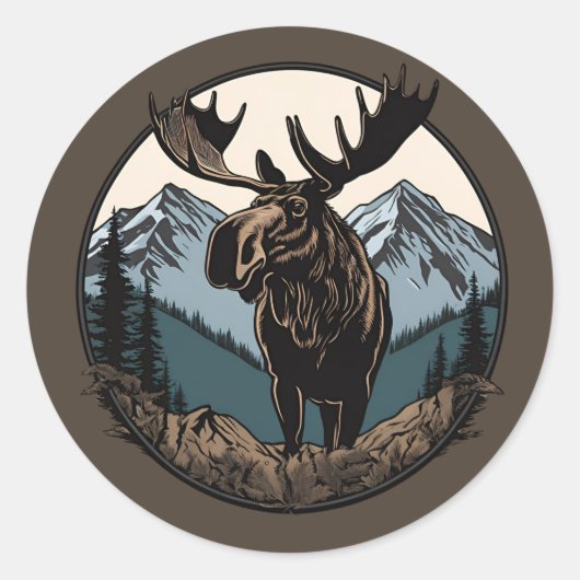 Moose Mountain Ronde Sticker (Voorkant)