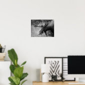 MOOSE NOIR ET BLANC PHOTO CABINE POSTER (Bureau à domicile)