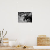 MOOSE NOIR ET BLANC PHOTO CABINE POSTER (Cuisine)
