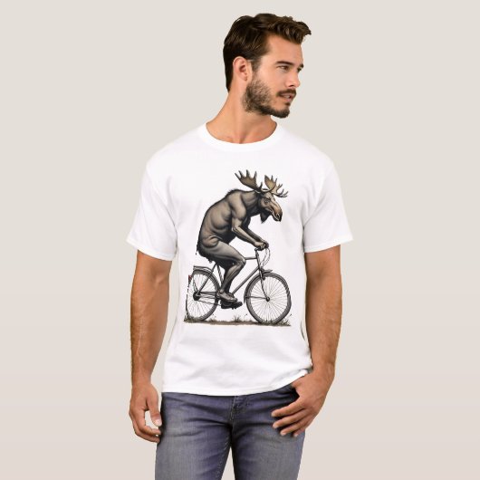 Moose on the Move – Quirky Fiets T-shirt 4 (Voorkant volledig)