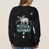 Moose op een Highway Sweatshirt (Vrouwen) (Achterkant)