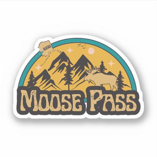 Moose Pass, Autocollant de l'Alaska (Devant)