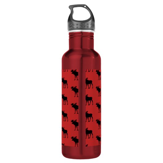 Moose Pattern Pset Red en Black Waterfles (Achterkant)