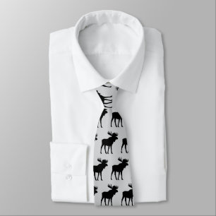 Moose Pattern Silhouette Rustic Stropdas