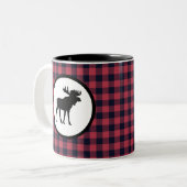 Moose Plaid Wilderness Mountain Tweekleurige Koffiemok (Voorkant links)