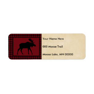 Moose Red Black Check Tan Etiket