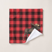 Moose Red Black Plaid Motif (Gant de toilette)