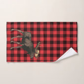 Moose Red Black Pset Patroon Bad Handdoek (Handdoek)