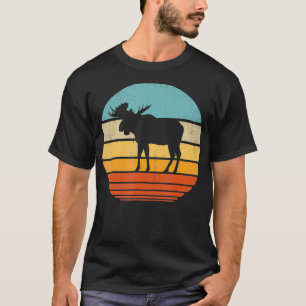 Moose Retro Vintage 60s 70s Zonsondergang Elk Hert T-shirt