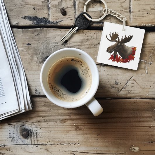 Moose rode esdoornbladeren sleutelhanger