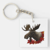 Moose rode esdoornbladeren sleutelhanger (Voorkant)