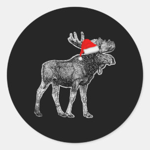 Moose Santa Canada Alaska Ronde Sticker