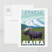 Moose Scene - Latouche, Alaska Briefkaart (Voorkant / Achterkant)