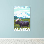 Moose Scene - Petersburg, Alaska Canvas Afdruk (Insitu (Houten vloer))
