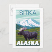 Moose Scene - Sitka, Alaska Briefkaart (Voorkant / Achterkant)