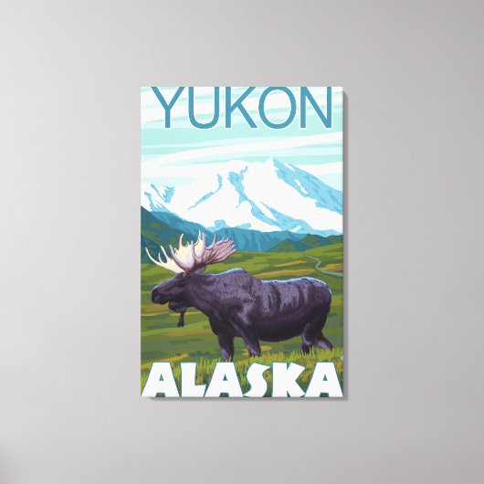Moose Scene - Yukon, Alaska Canvas Afdruk (Voorkant)