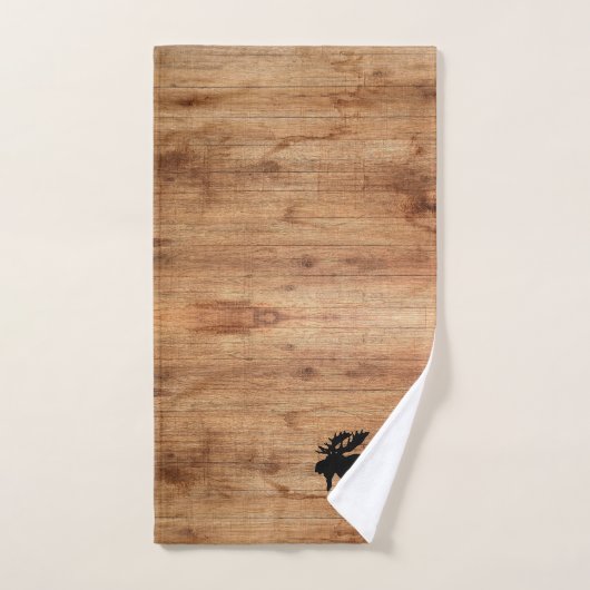 Moose Silhouet Houten Patroon Badhanddoek Set Bad Handdoek (Handdoek)