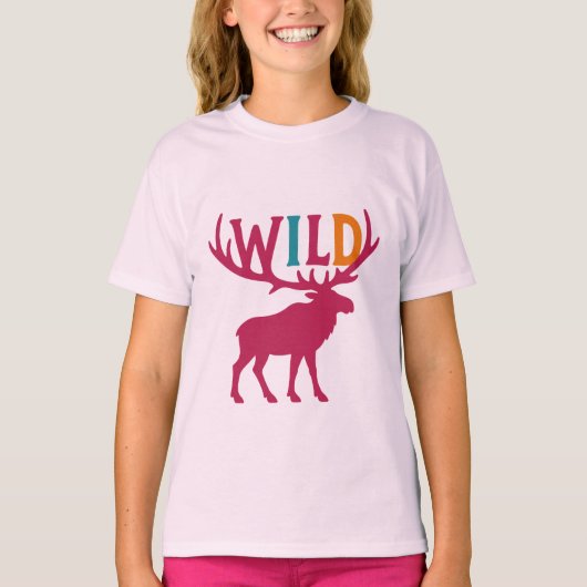 Moose silhouet kunst met wilde gewei typografie t-shirt (Voorkant)