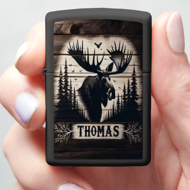 Moose silhouet op hout (In Hand)