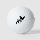 Moose Silhouette Aangepaste naam Wildlife Wild Ani Golfballen (Voorkant)