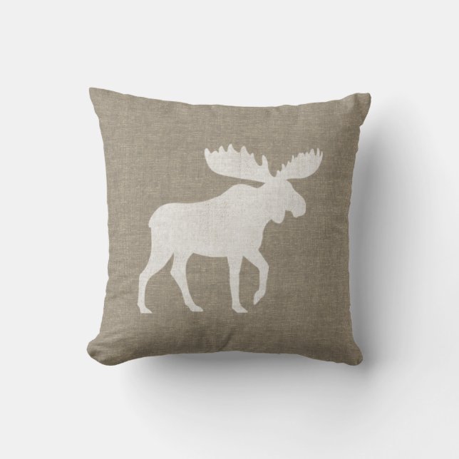 Moose Silhouette | Decoratief land in het wild Kussen (Voorkant)