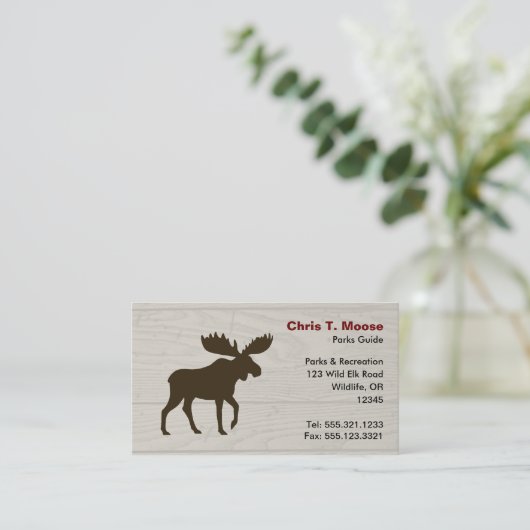Moose Silhouette met achtergrond van houtstijl Visitekaartje (Staand voorkant)