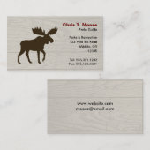 Moose Silhouette met achtergrond van houtstijl Visitekaartje (Voorkant / Achterkant)