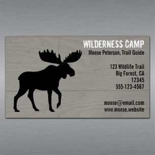Moose Silhouette op Faux Wood Grain Style Magnetisch Visitekaartje