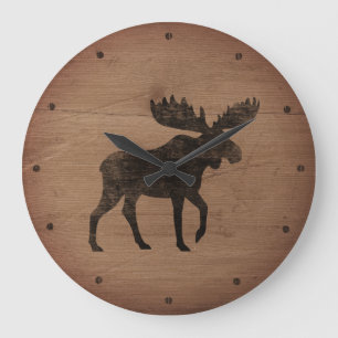 Moose Silhouette Rustic Style Grote Klok