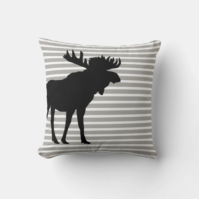 Moose Silhouette Stripe Pattern Sierkussen (Voorkant)