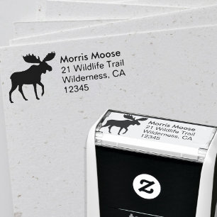 Moose Silhouette Wildlife Animal Return Address Zelfinktende Stempel