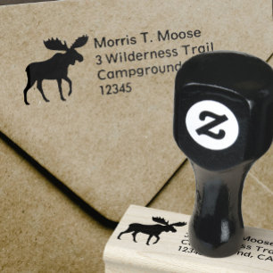 Moose Silhouette Wildlife Return Address Rubberstempel