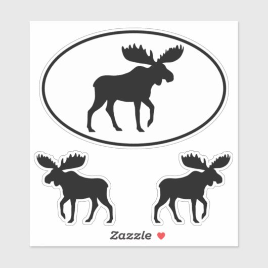 Moose Silhouettes Oval en Die Cut Sticker Set (Vel)
