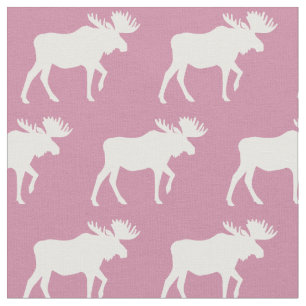 Moose Silhouettes Roze Baby Stof