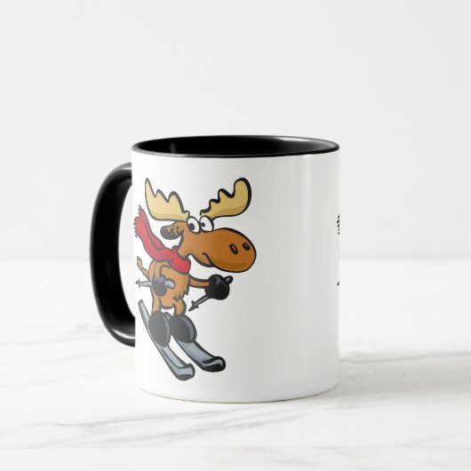 Moose skeert in de winter | Achterkleur kiezen Mok (Voorkant links)