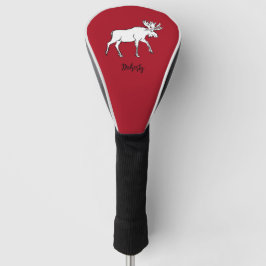 Moose Sketch met rode achtergrond Golfheadcover
