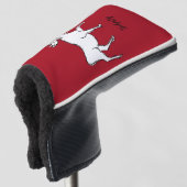 Moose Sketch met rode achtergrond Golfheadcover (3/4 voorkant)