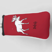 Moose Sketch met rode achtergrond Golfheadcover (Voorkant)