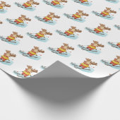 Moose Skiën op witte achtergrond Cadeaupapier (Hoek)