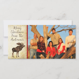 Moose & Snowflake Merry Kerstmis Feestdagenkaart