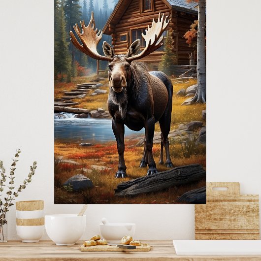 *~* MOOSE Stream Natuur Cabine Forest AP49 Poster (Keuken)