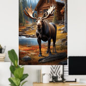 *~* MOOSE Stream Natuur Cabine Forest AP49 Poster (Thuiskantoor)