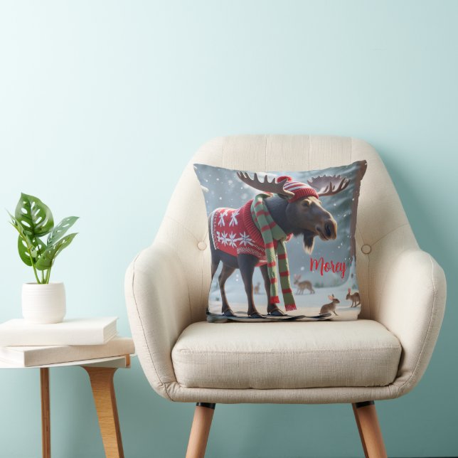 Moose-tastisch Kerstmis Persoonlijk  Kussen (Stoel)